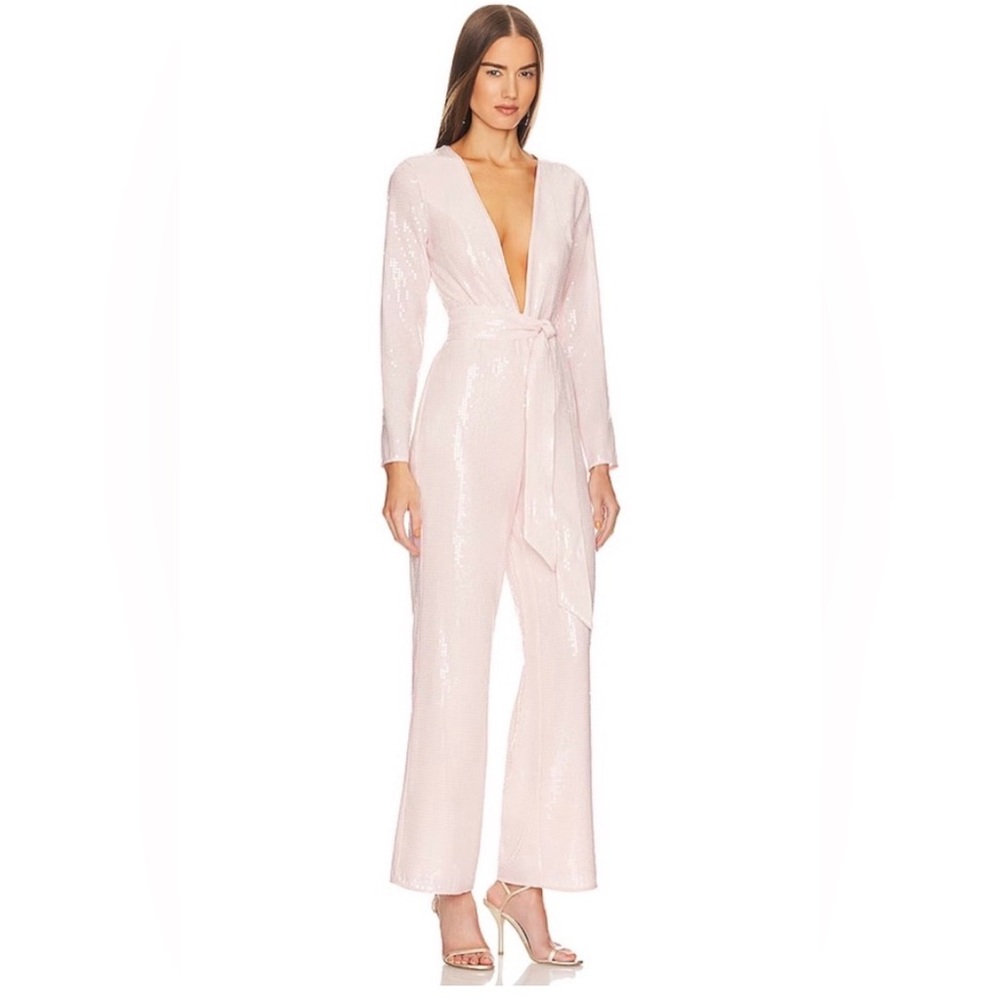 Lovers + Friends Light Pink Sequin Jumpsuit
